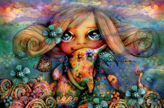 Фея маленькая девочка - фея, сложный фон, оригинальный рисунок, глаза - оригинал