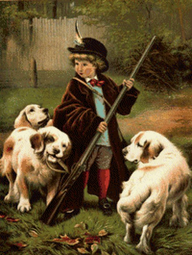 маленький охотник - малышь, охотник, собаки - предпросмотр