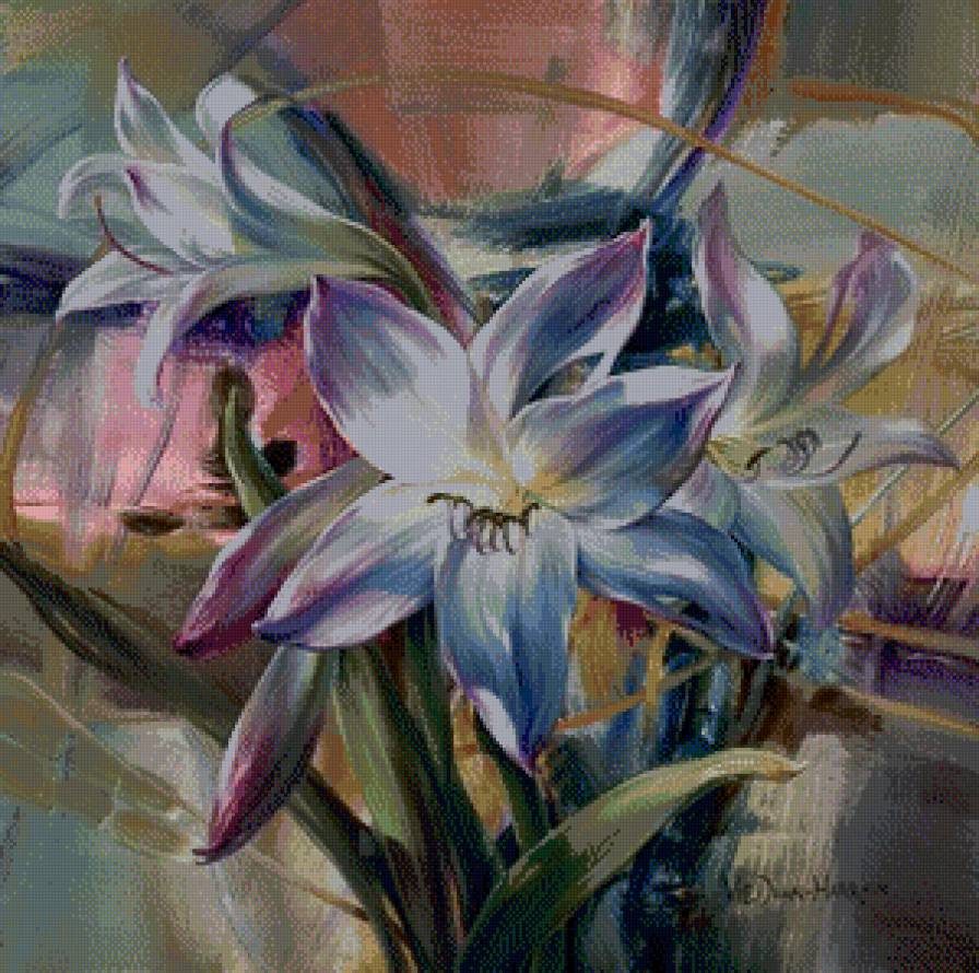 Лилии - цветы, лилии, рисунок - предпросмотр