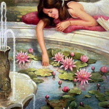 У фонтана с лилиями