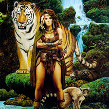 Оригинал схемы вышивки «Девушка с тигром» (№552521)