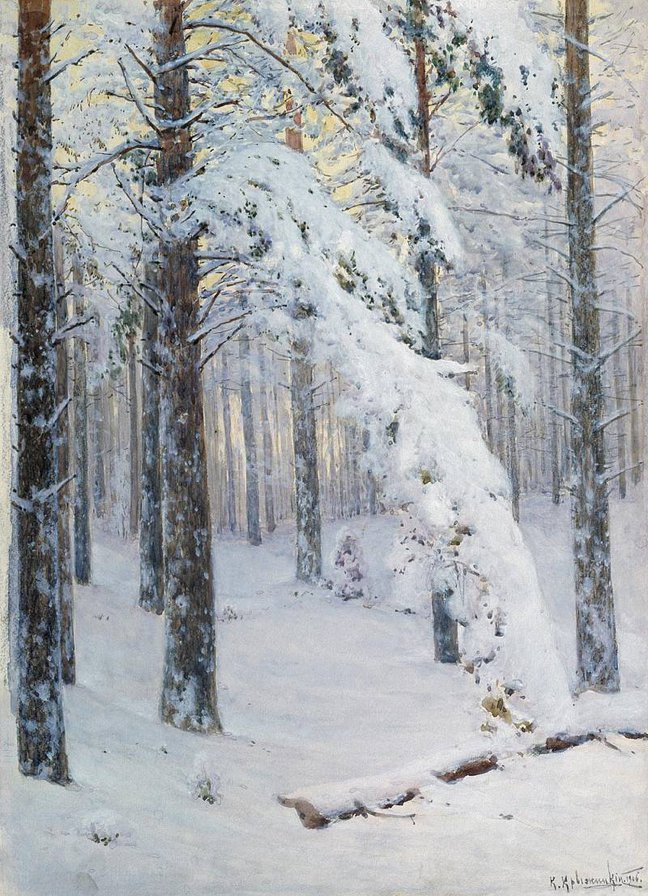 Konstantin Kryzhitsky-Zima w lesie - las, ziwopis, zima, pejzaz - оригинал