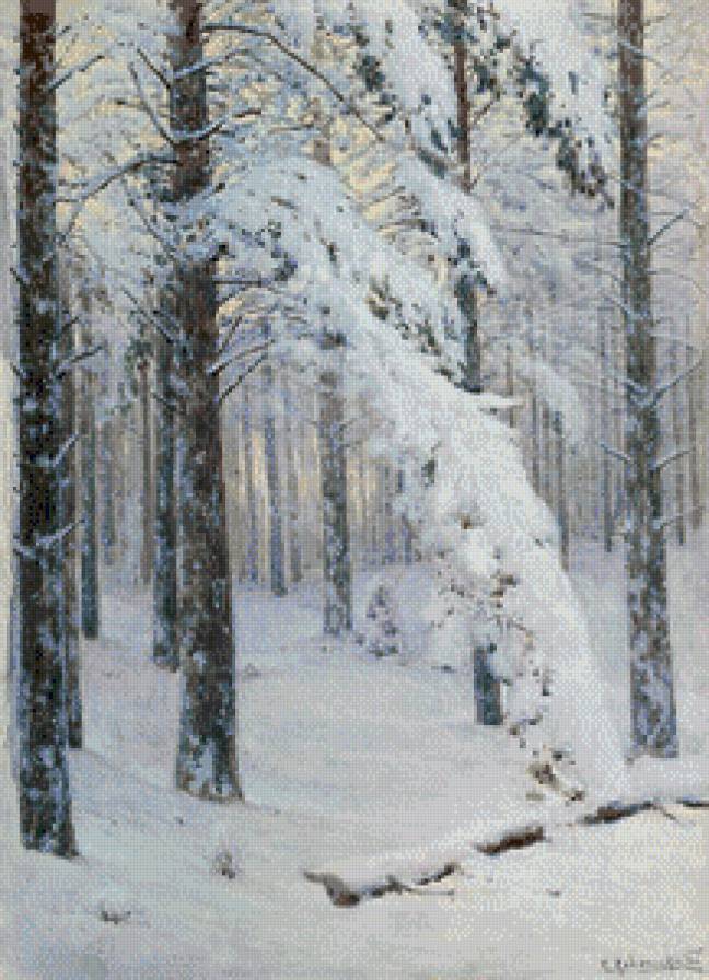 Konstantin Kryzhitsky-Zima w lesie - pejzaz, ziwopis, zima, las - предпросмотр