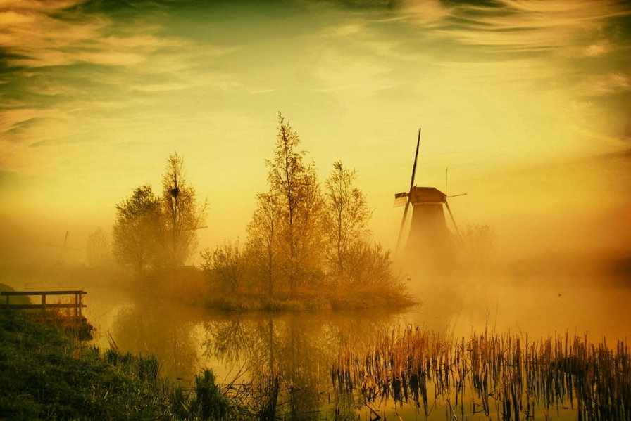 Mlyn we mgle - ziwopis, pejzaz - оригинал