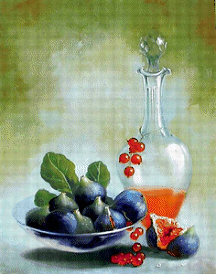 Инжир со смородиной - фрукты, натюрморт, вино - предпросмотр