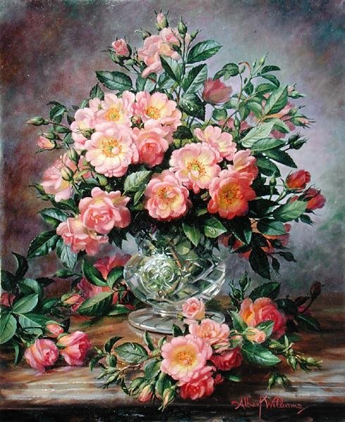 GENTLE TOUCH - ROSES IN A GLASS VASE - оригинал