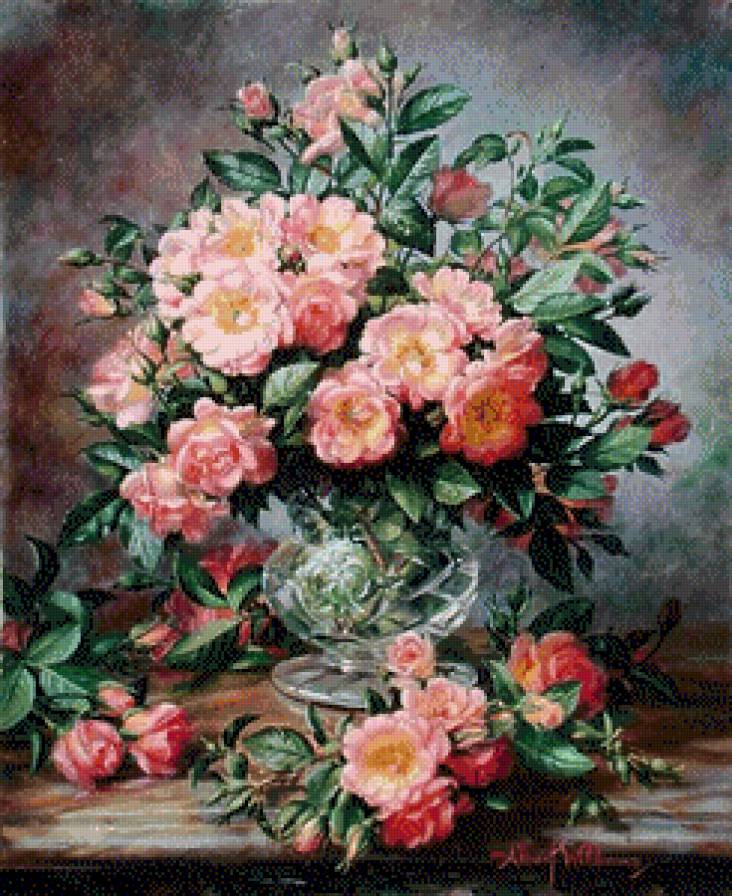 GENTLE TOUCH - ROSES IN A GLASS VASE - предпросмотр