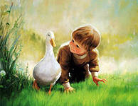 Схема вышивки «Мальчик и гусь»