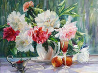 Натюрморт - фрукты, букет, цветы - оригинал