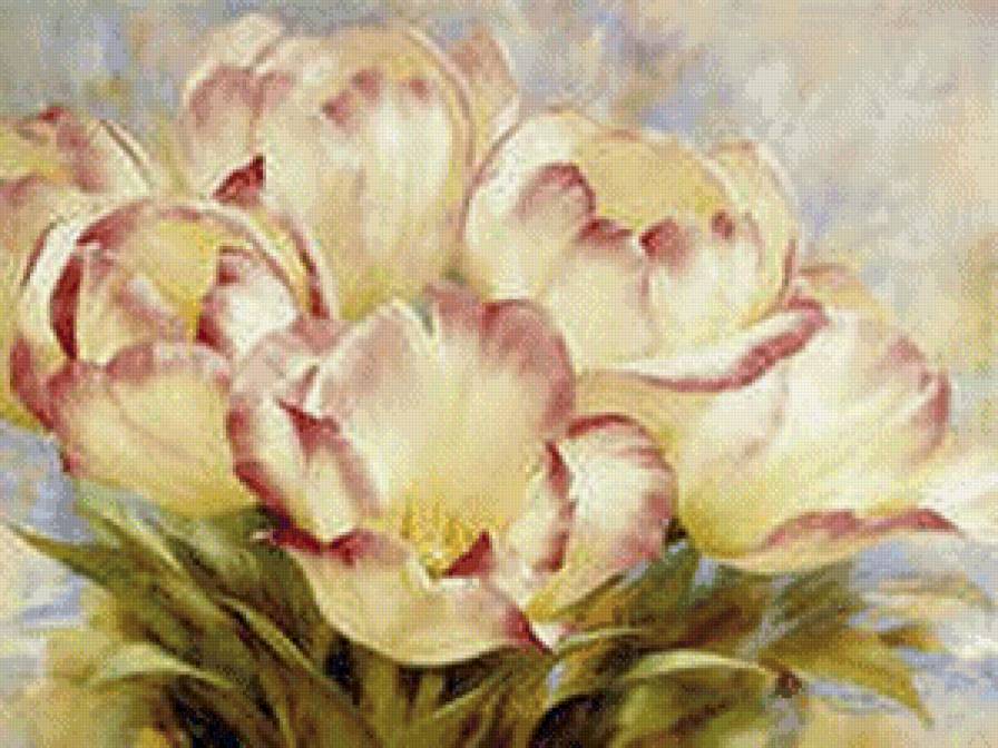 Букет тюльпанов - букет, акварель, цветы, тюльпаны - предпросмотр