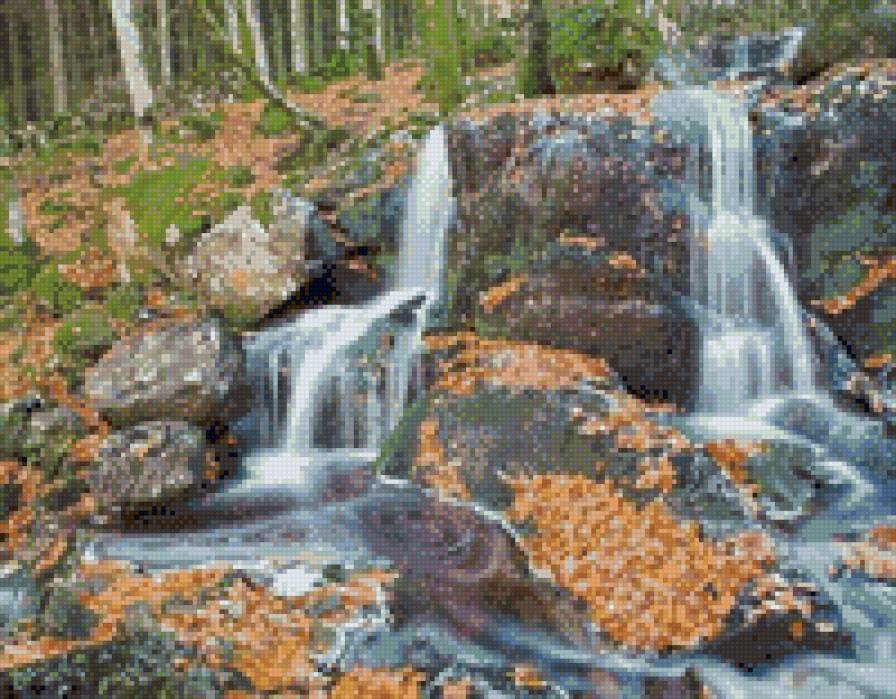 Водопад - природа, осень - предпросмотр
