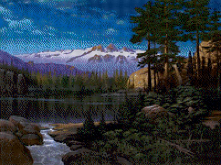 горная река - пейзажи, река, горы, лес - предпросмотр