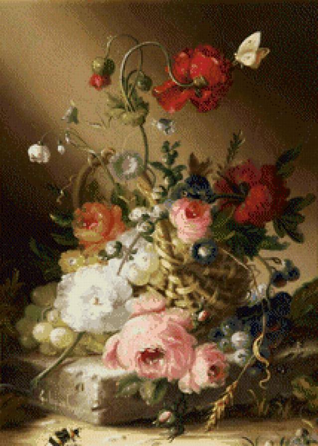 №553450 - цветы, бабочки, букет - предпросмотр