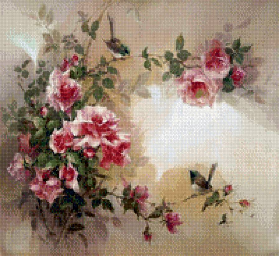 №553829 - птичка, роза - предпросмотр