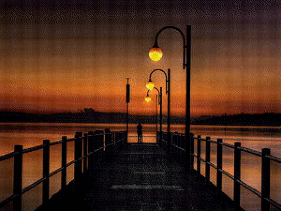 Вечер на берегу - природа, люди, вечер, пейзаж - предпросмотр