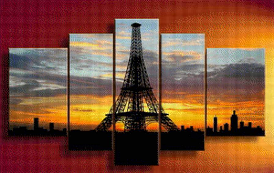 Эйфелева башня - триптих, эйфелева башня, париж - предпросмотр