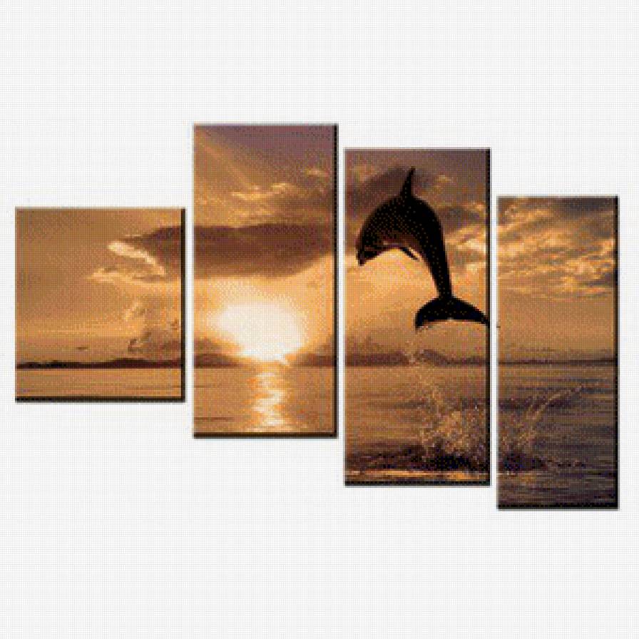 Дельфин - триптих, море, дельфин - предпросмотр
