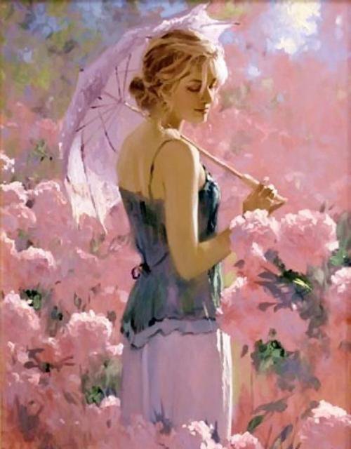 rozowa dziewczyna - akwarela - оригинал