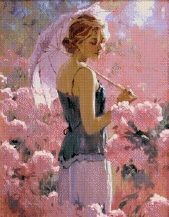 rozowa dziewczyna - akwarela - предпросмотр