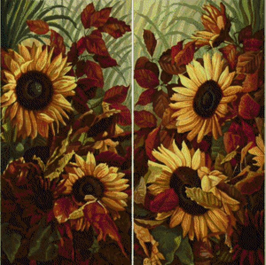 Осенние цветы - диптих - предпросмотр