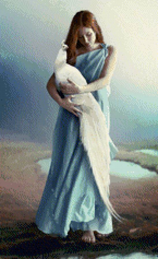 девушка - девушка, павлин - предпросмотр