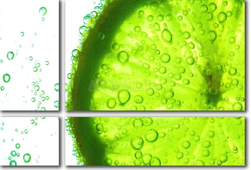 №555124 - капли, триптих, лимон, лайм - оригинал