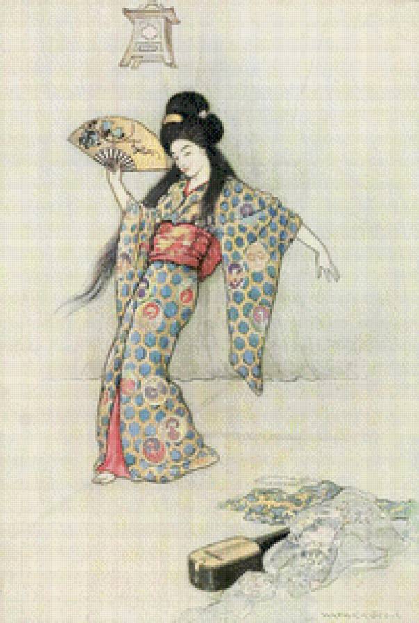 Танец гейши - красавица, азия, восток, девушка - предпросмотр