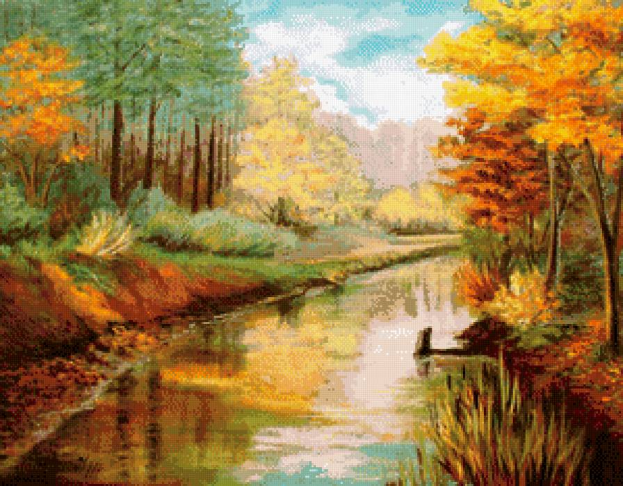 тихая речка - лес, река, пейзаж, осень, природа - предпросмотр