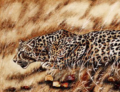 охота часть 1 - хищник, леопард, природа, живопись - оригинал