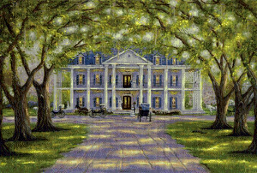 домик - картина, домик, деревья - предпросмотр