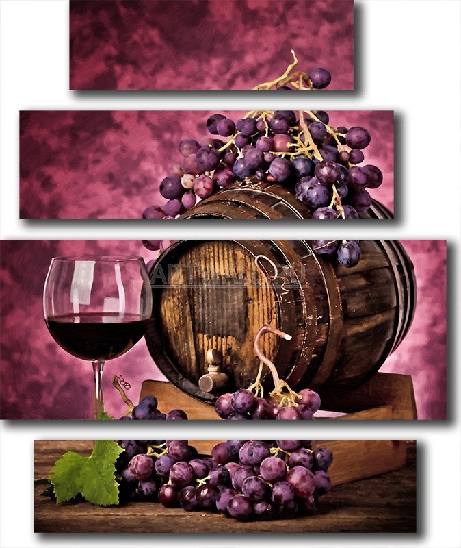 №555706 - триптих, вино, виноград - оригинал