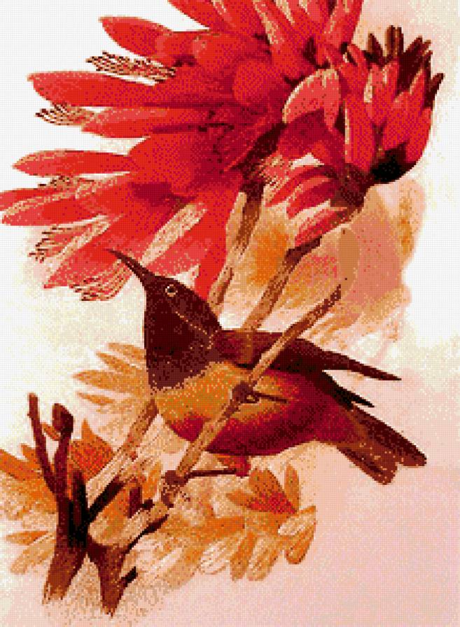 птица на ветке - цветы, природа, птицы - предпросмотр