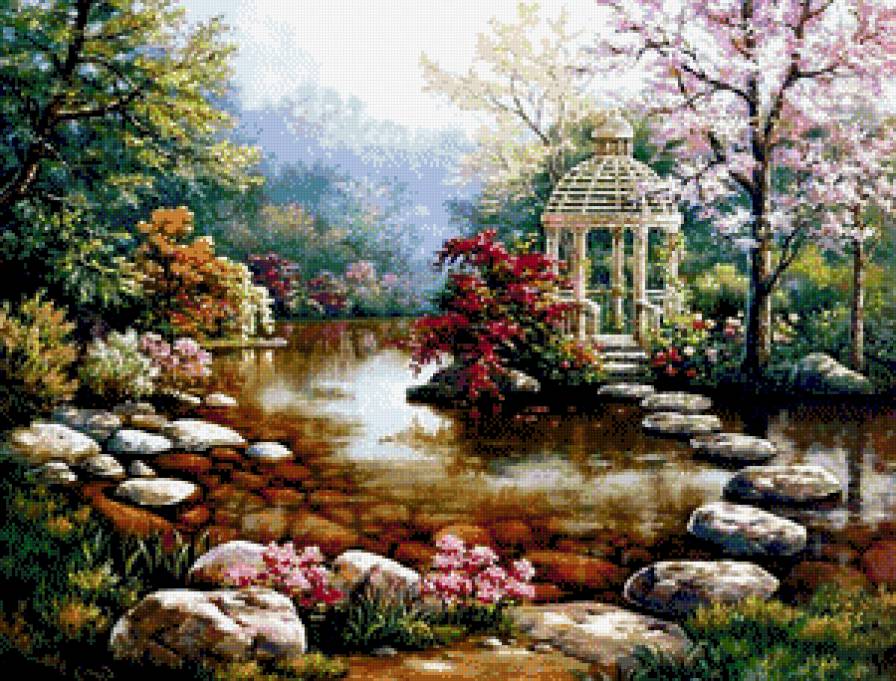 Беседка возле реки - предпросмотр