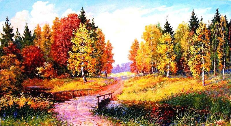 осень - пейзаж, природа, осень, картина - оригинал