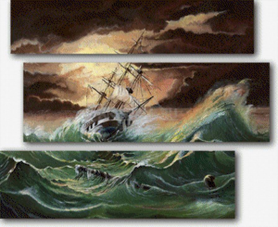 №556147 - море, триптих, буря, корабль - предпросмотр