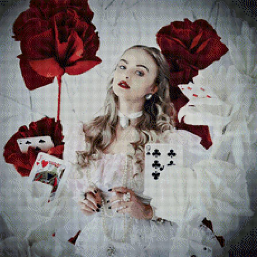 белая королева - девушка, карты - предпросмотр