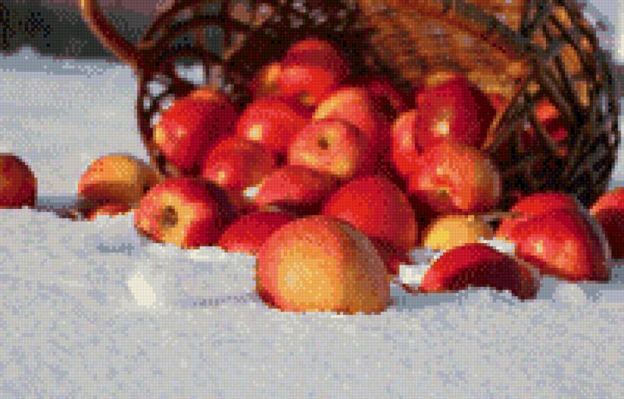 яблоки на снегу - фрукты - предпросмотр