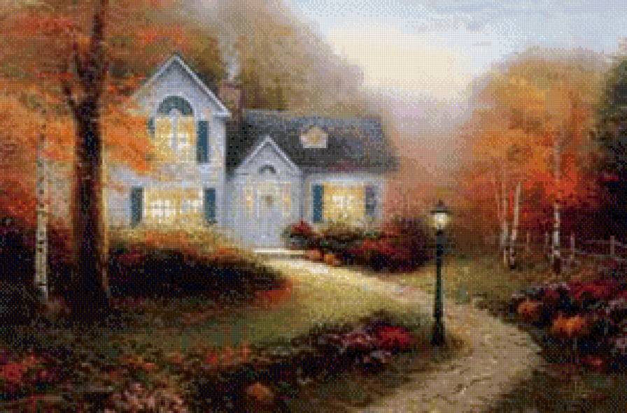 №556986 - пейзаж, дома, вечер, деревня, архитектура - предпросмотр