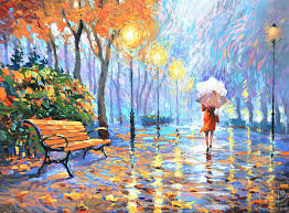 №556996 - дождь, осень, девушка, природа - оригинал