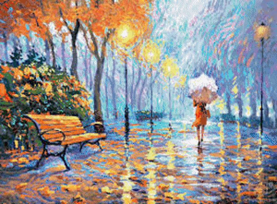 №556996 - природа, девушка, дождь, осень - предпросмотр