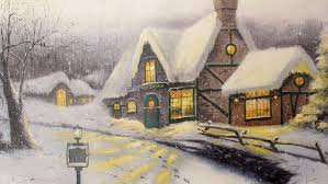 №557001 - архитектура, зима, деревня, дома, природа, вечер - оригинал