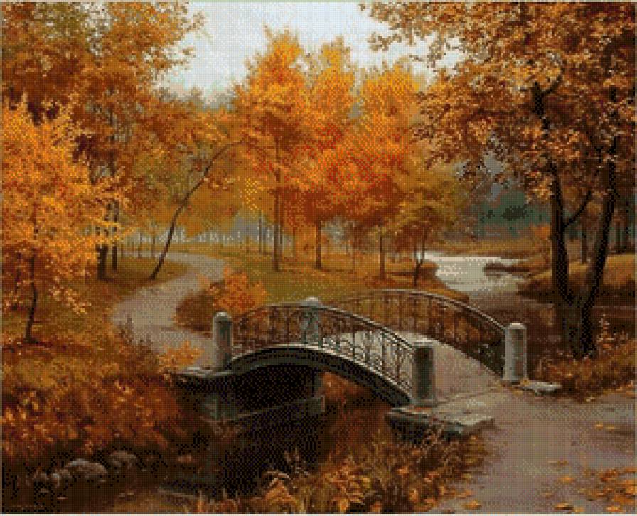 Мост - мост, пейзаж, вода, лес, парк, река, природа - предпросмотр