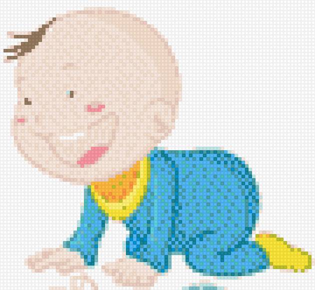 Ползунок - мальчик, ребенок, синий костюмчик, малыш - предпросмотр