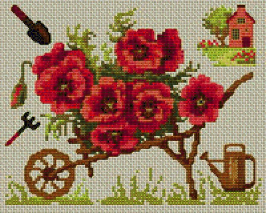 тележка цветов - цветы - предпросмотр