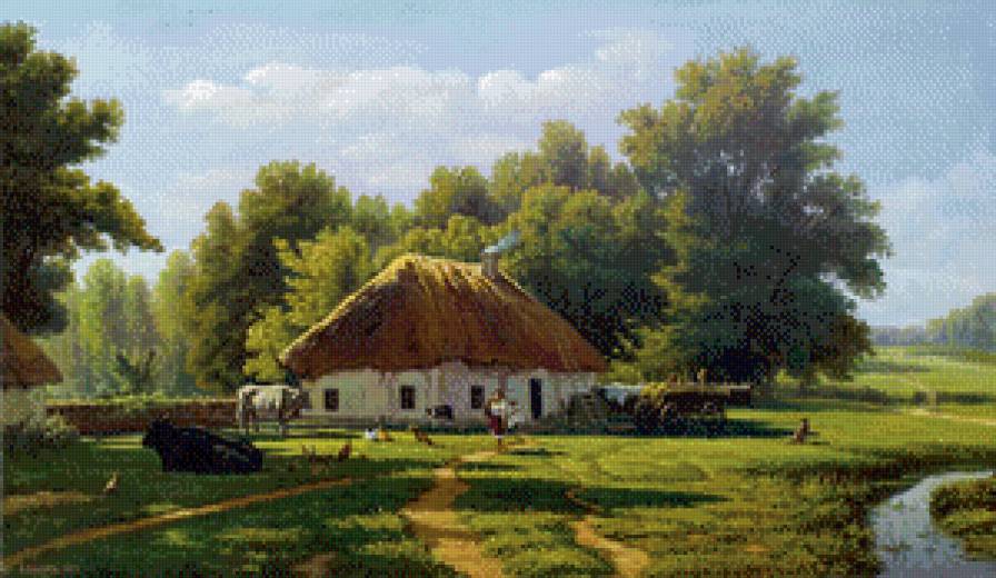 Украинская деревня - пейзаж, деревня, лето - предпросмотр