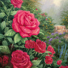 Схема вышивки «розовые кущи»