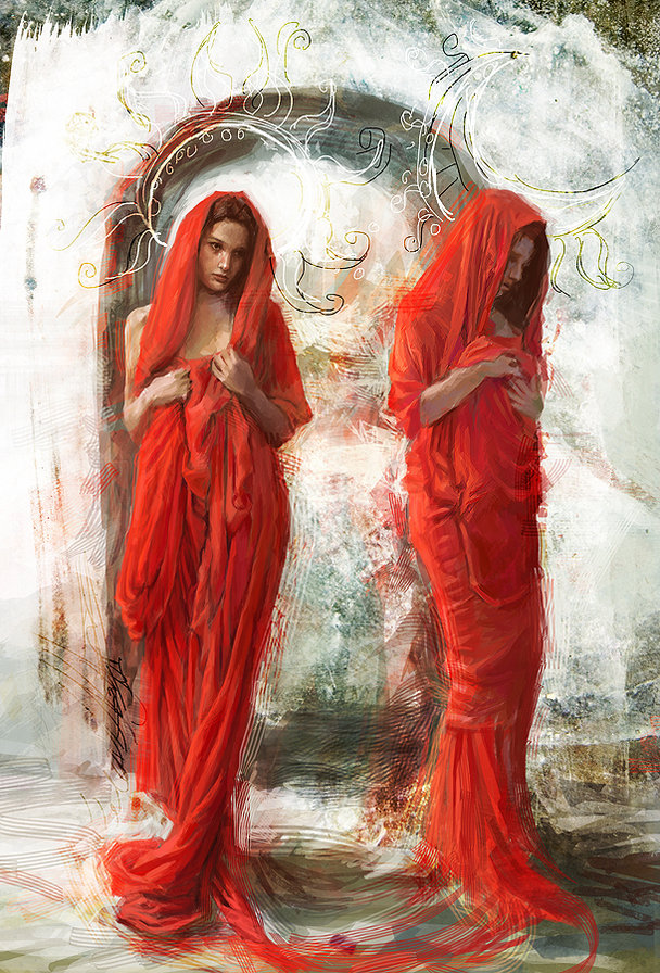 №558671 - красный, близнецы, девушка - оригинал