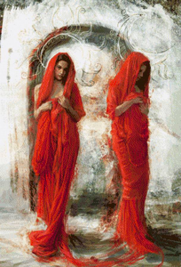 №558671 - девушка, красный, близнецы - предпросмотр