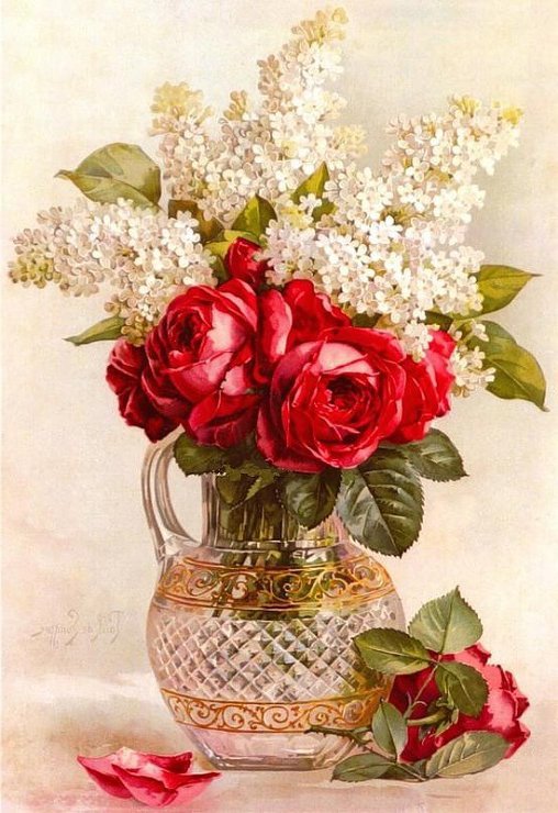 Красное и белое - цветы - оригинал