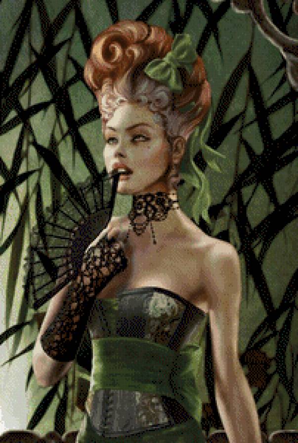 Belle_Morte - девушка, веер, кружево - предпросмотр